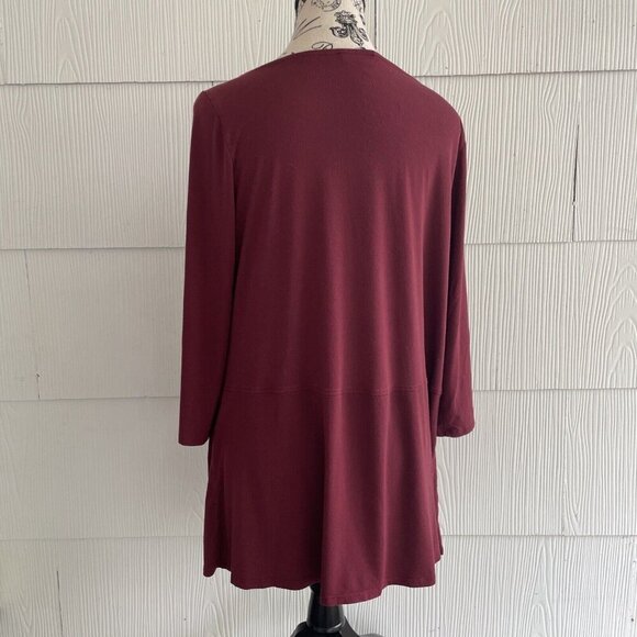 EILEEN FISHER Pullover Tunic Top Stretch Knit Viscose Spandex Maroon Medium (X3) - Picture 5 of 10